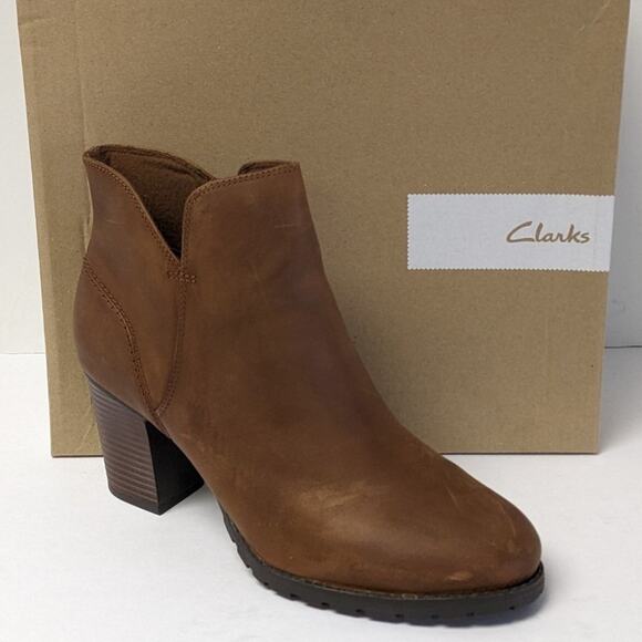 Clarks Verona Trish Fashion Boot, Dark Tan Leather, Womens 9.5 M - Picture 1 of 6